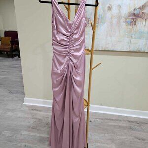 NWT Jessica McClintock Satin Ruched Gown, Size 6, Color Pink
